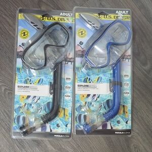 🌟2 NWT U.S. Divers Adult Snorkel Set
